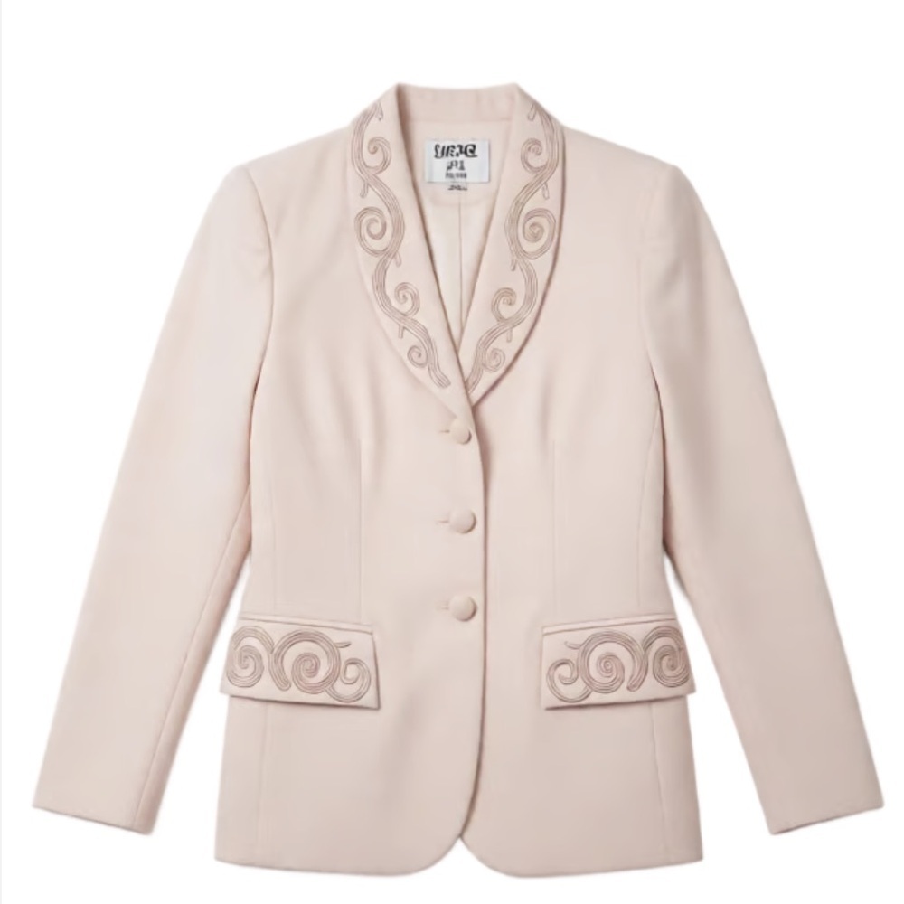 Kasper Women's Light Pink Swirl Embroidered Chic Blazer Size 4 Petite